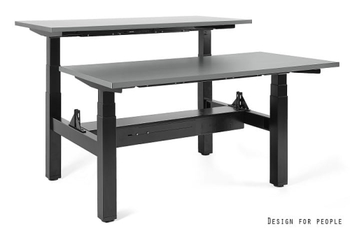 Biurko elektryczne Unique FIGHTER DOUBLE DESK  160X140 czarny/blat biały