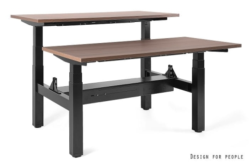 Biurko elektryczne Unique FIGHTER DOUBLE DESK  160X140 czarny/blat walnut (1)