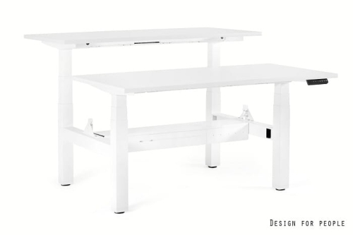 Biurko elektryczne Unique FIGHTER DOUBLE DESK 160X140 biały/blat walnut