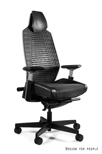 Fotel Biurowy Unique RONIN - BIAŁY/ELASTOMER TPE-4 CZARNY, SIATKA RS01 CZARNA