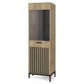 LAMINO W-1 witryna Halmar dąb craft/czarny, nogi: czarny