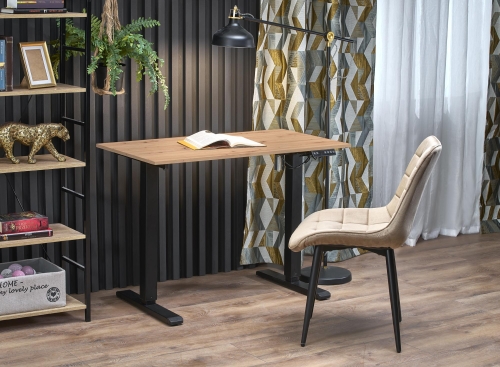 B53  biurko Halmar z funkcją regulacji wysokości, dąb artisan / czarny 