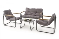 HUDSON, zestaw ogrodowy ( sofa, fotel 2x, ława ), popielaty / brązowy 