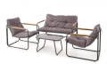 HUDSON, zestaw ogrodowy ( sofa, fotel 2x, ława ), popielaty / brązowy 