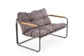 HUDSON, zestaw ogrodowy ( sofa, fotel 2x, ława ), popielaty / brązowy 