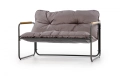 HUDSON, zestaw ogrodowy ( sofa, fotel 2x, ława ), popielaty / brązowy 