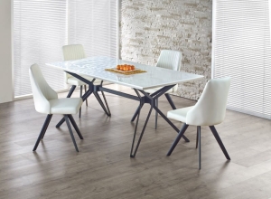 stół rozkładany Halmar PASCAL biało-czarny