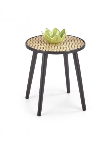 Ława Halmar JAKARTA czarna naturalny rattan 