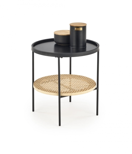 KAMPA Stolik Halmar czarny / rattan naturalny 