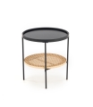 KAMPA Stolik Halmar czarny / rattan naturalny 
