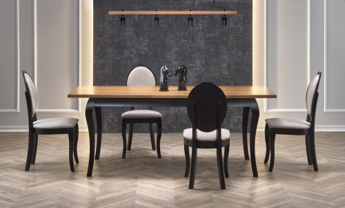 WINDSOR stół rozkładany 160-240x90x76 cm Halmar kolor ciemny dąb/czarny 