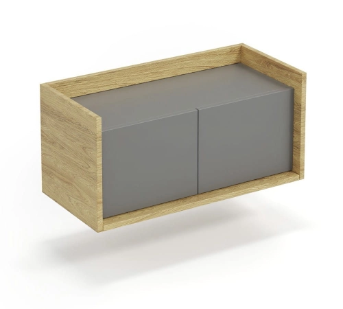 MOBIUS SZAFKA NISKA 2D Halmar korpus: hikora naturalna, fronty - szary przykurzony 