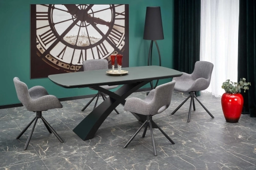 SILVESTRO stół rozkładany Halmar blat - ciemny popiel, noga - czarny 