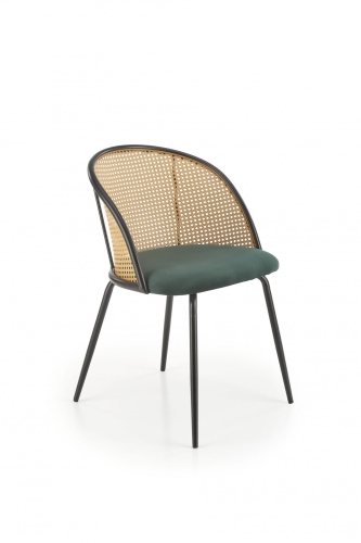 Krzesło Halmar K508 - Ciemny Zielony Velvet i  Rattan