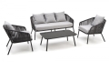 ROCCA  Halmar zestaw ogrodowy ( sofa + fotel 2x + ława ), ciemny popiel / jasny popiel 
